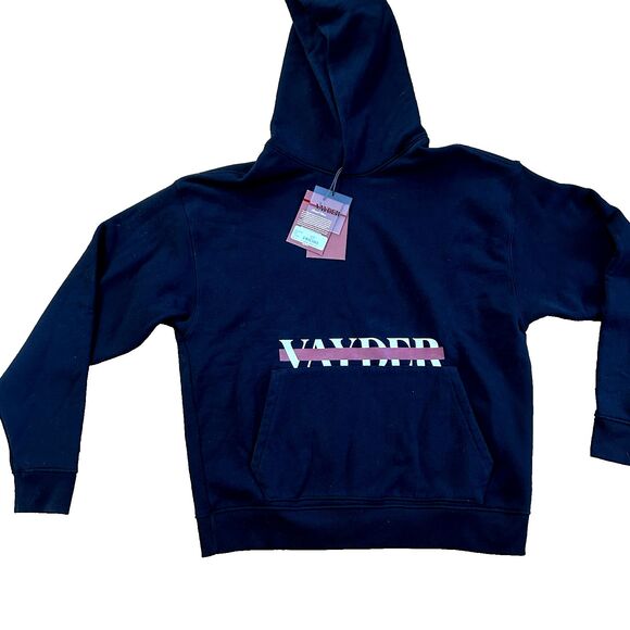 Vayder Men's Cotton Hoodie Kangaroo Pocket Oversized Black Heavy Weight Sz L NEW - Picture 4 of 11